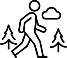 Person walking between trees and cloud icon figure vector