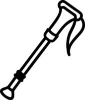 Black outline of a walking stick with a curved handle vector
