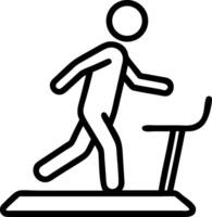 Person running on treadmill outline fitness exercise vector