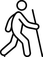 Icon of a person hiking with a pole walking vector