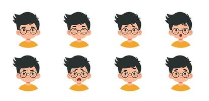 Vector illustrations of young boy's emotions