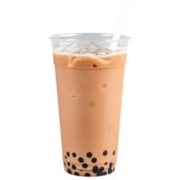 Ice chocolate milk with bubble tea in plastic cup isolated on the transparent background. png