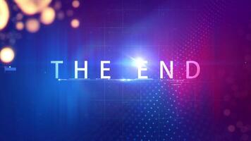 Animation text of The End glow white glitch text video