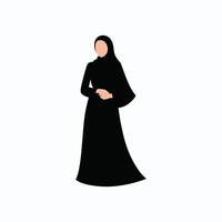 Muslim Woman in Traditional Abaya and Hijab, Standing Pose Illustration, Isolated on White Background for Culture, Fashion, Religion, and Diversity Concepts. vector