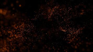 Loop flow orange dust bokeh particles on black background video