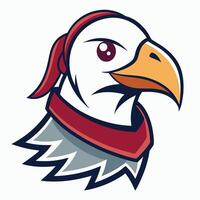 Cartoon Eagle Mascot Wearing Red Bandana, Illustration of Proud Bird Character, Isolated on White Background for Sports, Team Logo, and Branding Design. vector