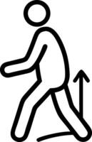 Black and white icon of a person walking with an upward arrow vector