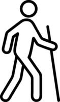 Black and white icon of a person walking with a stick vector
