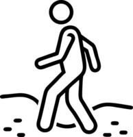 Person walking on a gravel path icon vector