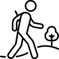 Person walking on a nature trail with a tree outdoor vector