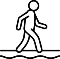 Person walking on a wavy line figure outline vector