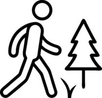 Person walking next to a pine tree icon male figure vector