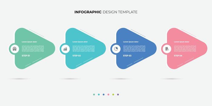 Modern Design template for infographic labels with icons and 4 options or steps. Suitable for process diagrams, presentations, workflow layouts, banners, flow charts, and infographics. vector
