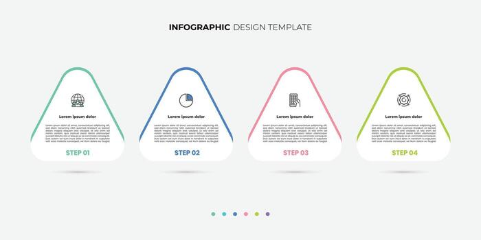 Modern Design template for infographic labels with icons and 4 options or steps. Suitable for process diagrams, presentations, workflow layouts vector