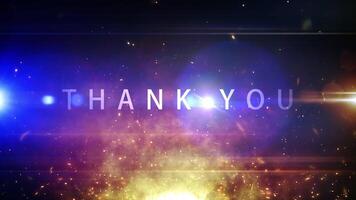 Thank you golden text title with top orange optical flares light video