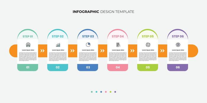Modern Design template for infographic labels with icons and 6 options or steps. Suitable for process diagrams, presentations, workflow layouts, banners, flow charts, and infographics. vector