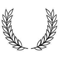 Black and White Laurel Wreath Outline, Award and Victory Symbol, Elegant Illustration for Achievement, Honor, Certificate, and Classic Design Concepts. vector