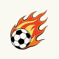 Soccer ball with fiery flames, dynamic sports illustration, isolated on light background, perfect for football, energy, speed, and competition themed design projects., vector