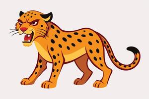 Fierce cartoon leopard illustration with spots, perfect for mascot logos, wildlife themes, educational materials, branding, and creative design projects. vector