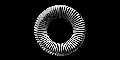 An abstract 3D torus design with a minimalist aesthetic against a black backdrop. photo