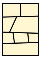 Comic layout with dynamic boxed panels in clean black outlines, great for manga pages, storyboard templates, visual narratives, or modern comic strip creation vector