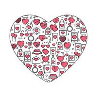 Heart shape with many different types of items vector