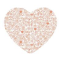 Heart filled with love-related icons. vector