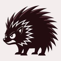 Angry Cartoon Porcupine Illustration with Sharp Spines, Black and White Animal Mascot, Cute Character for Logo, Sticker, Kids, and Design Projects vector