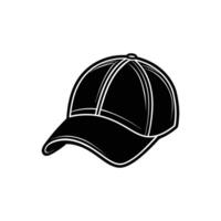 Black Baseball Cap Icon, Simple Hat Illustration, Classic Sports Headwear Design, Modern Fashion Accessory Isolated on White Background for Apparel Concepts. vector