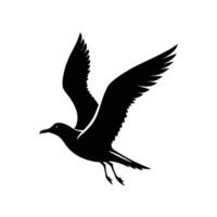 Black Silhouette Flying Seagull Bird Icon, Minimalist Illustration for Freedom, Nature, Wildlife, Ocean, Summer, Travel, and Coastal Design Concepts. vector