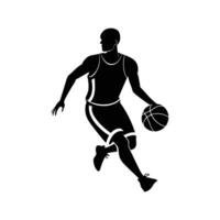 basketball player silhouette on white background. vector