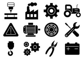 Variety of Industrial Equipment and Tool Icons for Manufacturing Themes vector
