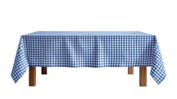 A table with a blue and white checkered tablecloth png