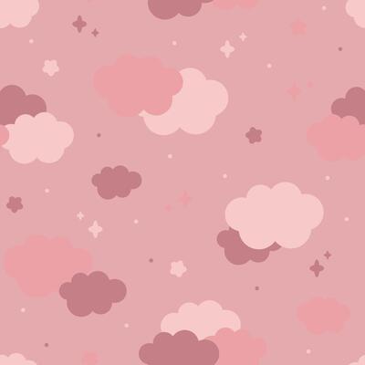 Cute pink sky pattern with clouds