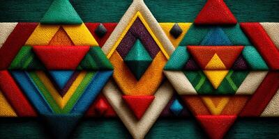 A vibrant and intricate abstract design with geometric shapes and a textured look. photo