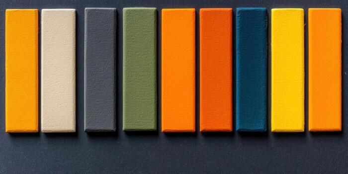 Vibrant array of colorful rectangular blocks with a contrasting background photo