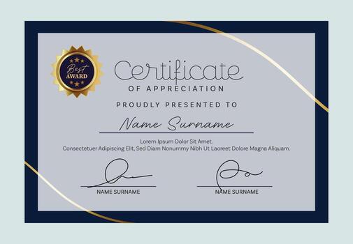 Professional certificate template with a modern and clean layout for awards and educational recognition vector