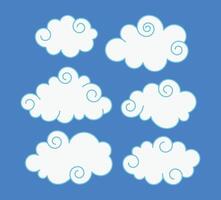 Cute kawaii flat cloud shape collection in various styles. Fun and playful cartoon clouds perfect for kids graphics, weather icons and creative decorations vector