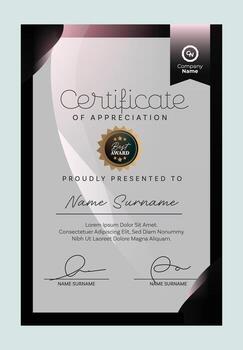 Professional certificate template with a modern and clean layout for awards or educational recognition. vector