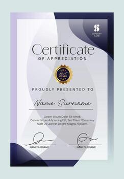 Professional certificate template layout with clean and modern design. Suitable for awards, achievements, training completion or educational recognition vector