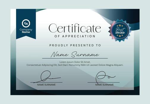 Professional certificate template with a modern and clean layout for awards and educational recognition. vector