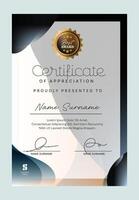 Professional certificate template layout with clean and modern design. Suitable for awards, achievements, training completion or educational recognition. vector