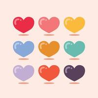 Cute kawaii heart shape collection in various styles. Fun and playful design perfect for Valentine's themes, kids' graphics, stickers and creative decorations vector