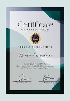 Professional certificate template layout with clean and modern design. Suitable for awards, achievements, training completion and educational recognition. vector