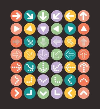 plano estilo flecha icono colección en linda kawaii diseño. Perfecto para creativo interfaces, infografía, niño temas, navegación elementos, y juguetón efectos visuales vector