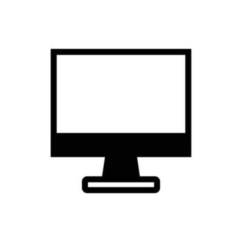 Black and White Icon of a Computer Monitor on a Plain Background vector