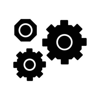 Black and White Illustration of Three Gears and Nuts in a Mechanical Design vector