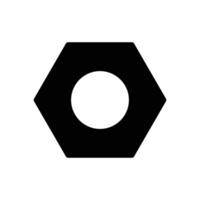 Black Hex Nut Icon Isolated on White Background for Industrial Use vector