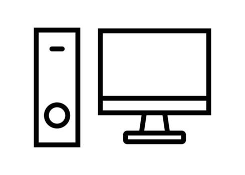 Minimalist Outline of Desktop Computer with Monitor and Tower Unit vector