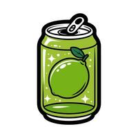 Sparkling Green Lime Soda Can Cartoon Illustration vector